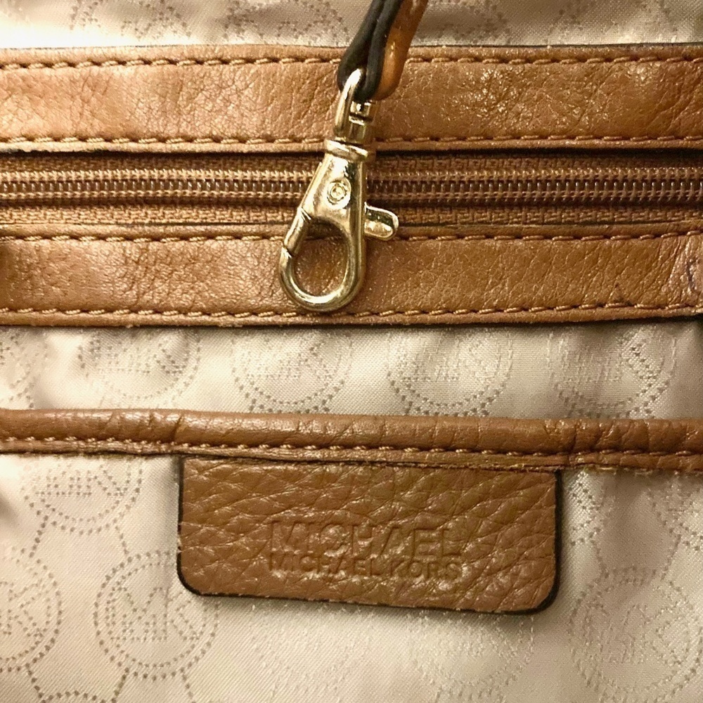 MICHAEL KORS Leather Hobo Shoulder Bag Pebbled Brown Large - Picture 8 of 11